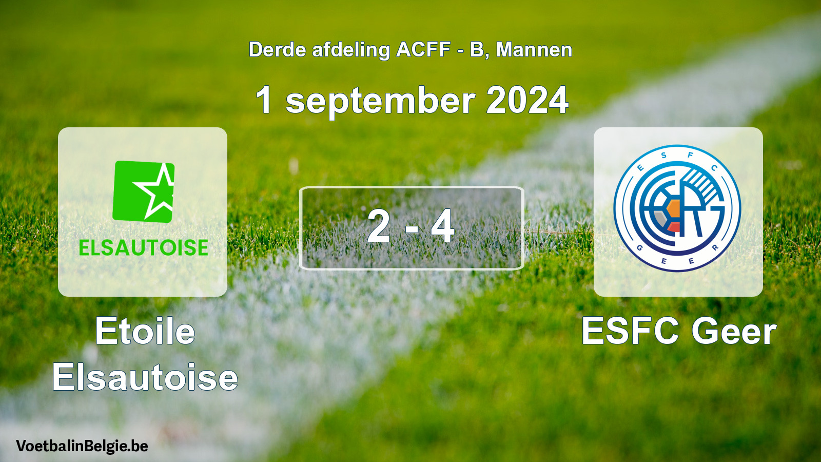 Gespeelde wedstrijd mannenvoetbal: Etoile Elsautoise - ESFC Geer 2 - 4 (1 september 2024)