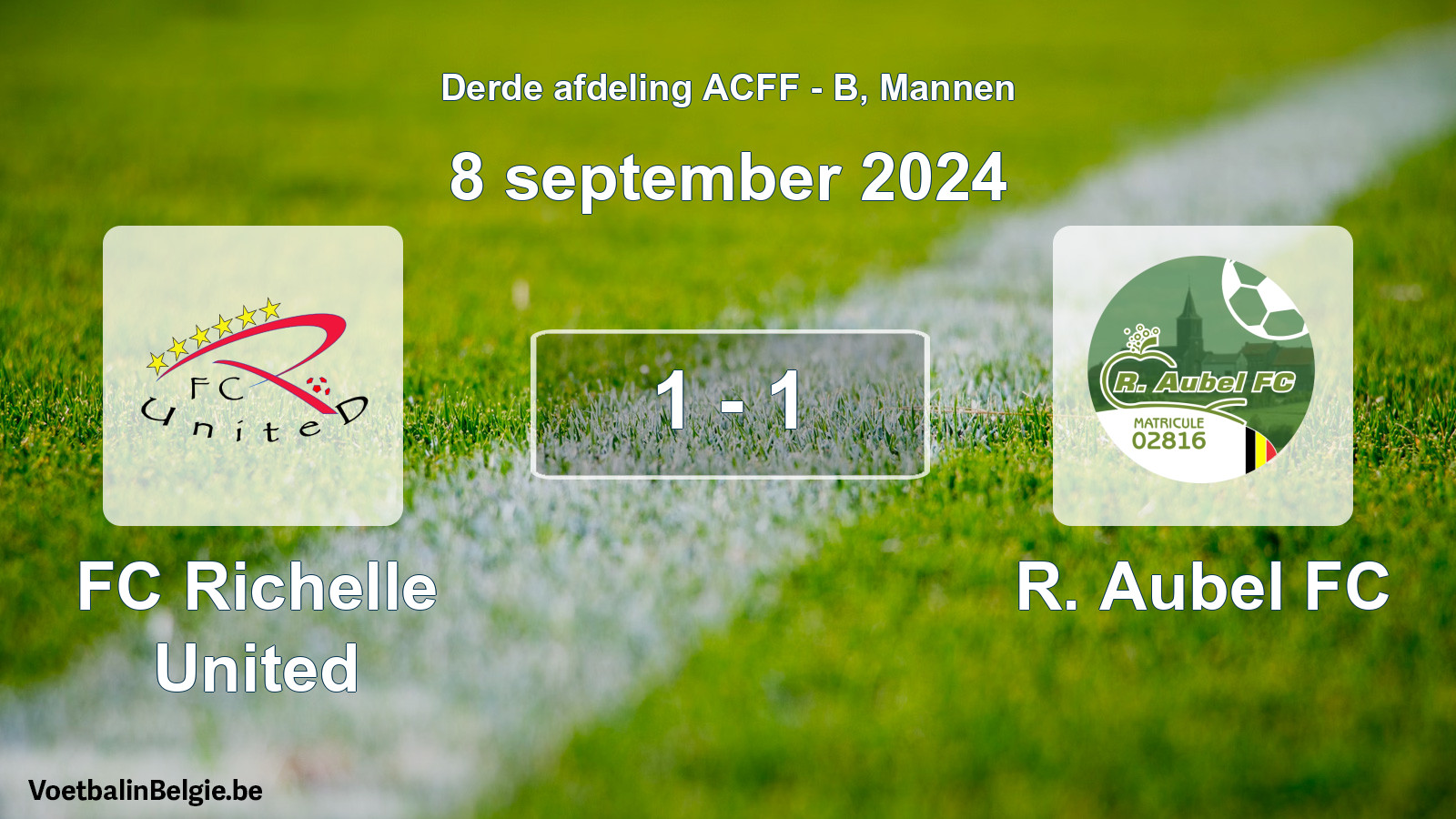 Gespeelde wedstrijd mannenvoetbal: FC Richelle United - R. Aubel FC 1 - 1 (8 september 2024)