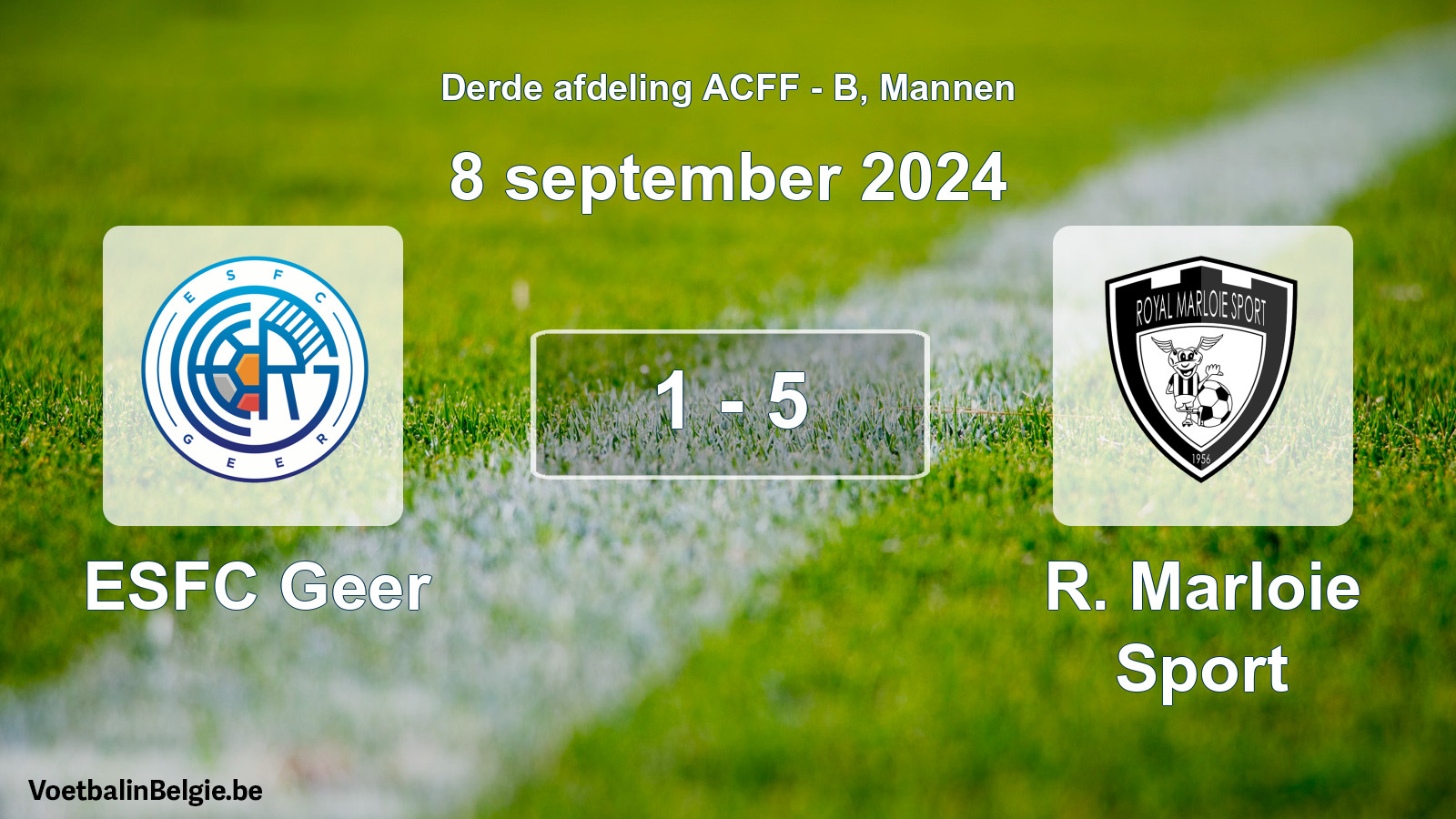 Gespeelde wedstrijd mannenvoetbal: ESFC Geer - R. Marloie Sport 1 - 5 (8 september 2024)