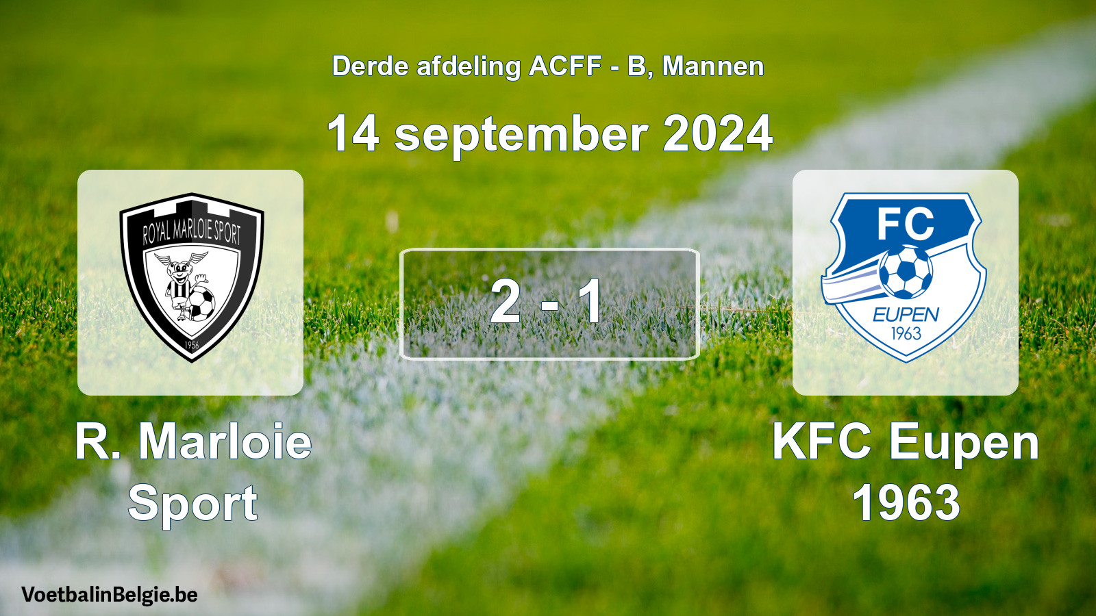 Gespeelde wedstrijd mannenvoetbal: R. Marloie Sport - KFC Eupen 1963 2 - 1 (14 september 2024)