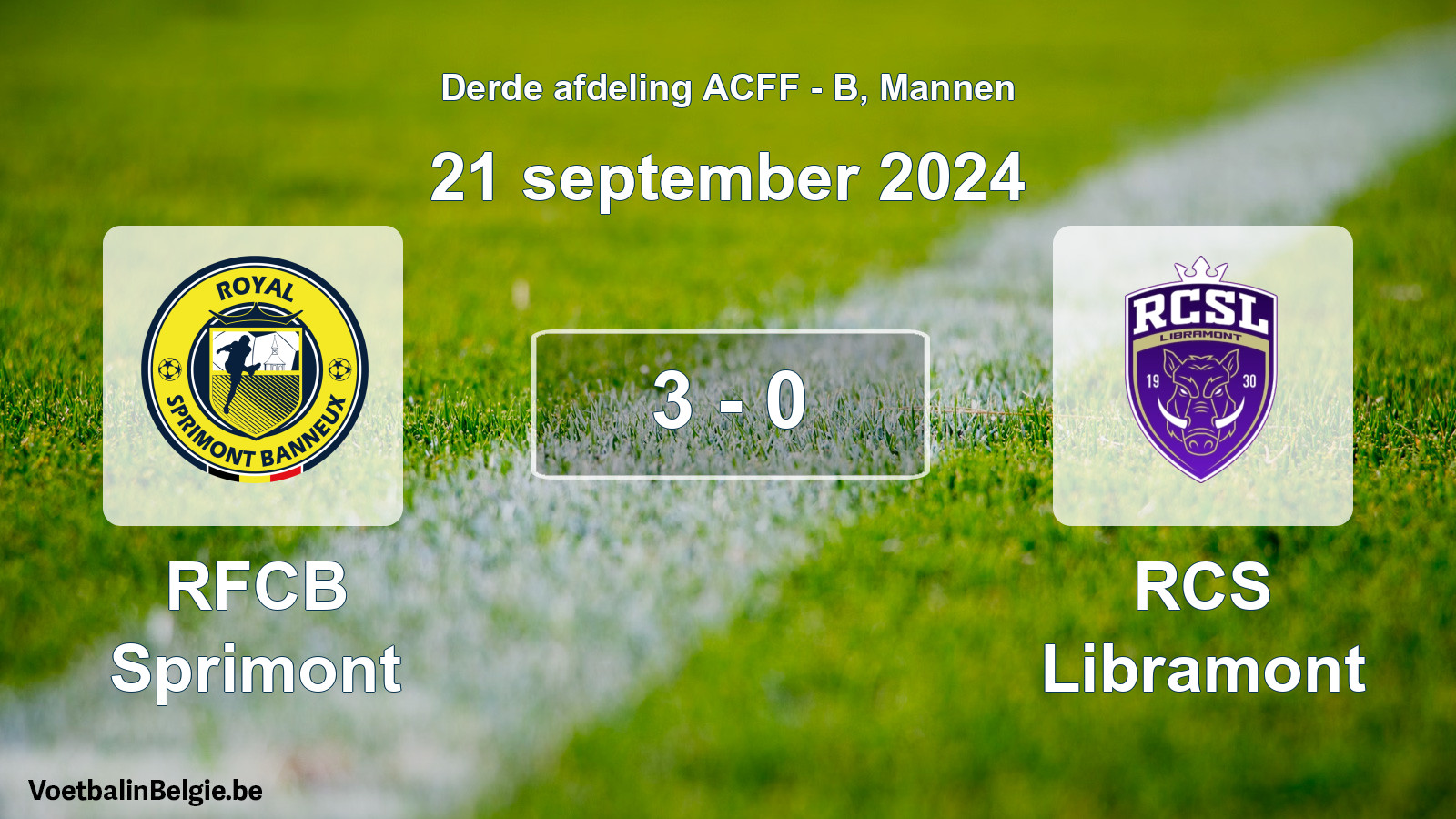 Gespeelde wedstrijd mannenvoetbal: RFCB Sprimont - RCS Libramont 3 - 0 (21 september 2024)