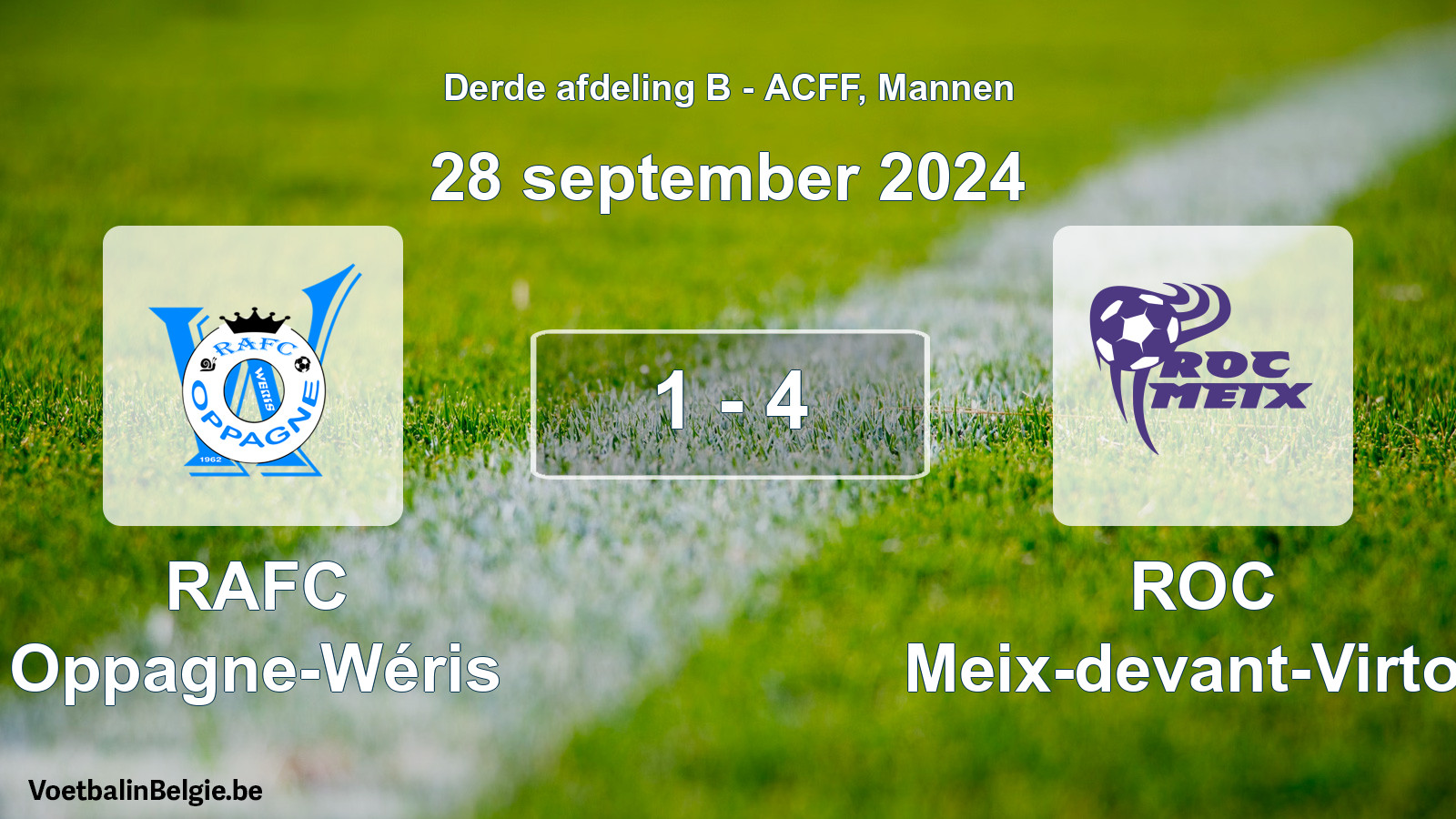 Played match men football: RAFC Oppagne-Wéris - ROC Meix-devant-Virton 1 - 4 (28 September 2024)