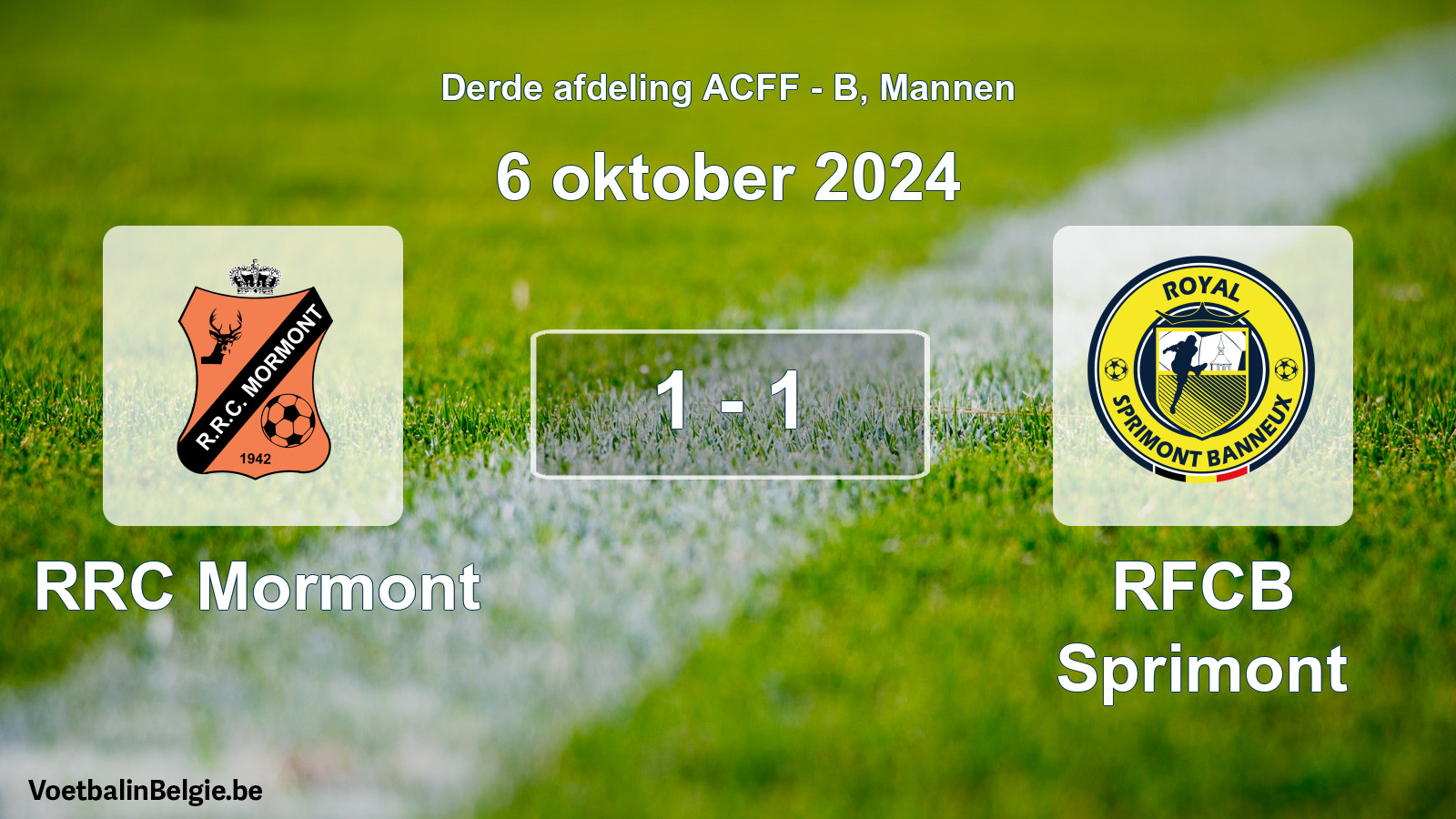 Gespeelde wedstrijd mannenvoetbal: RRC Mormont - RFCB Sprimont 1 - 1 (6 oktober 2024)