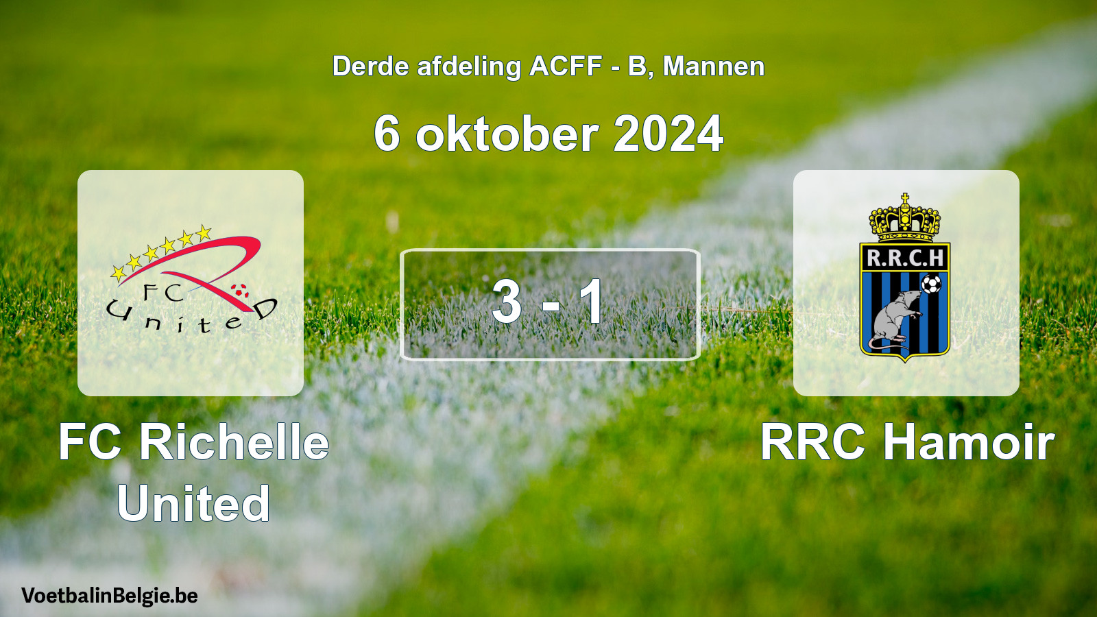 Gespeelde wedstrijd mannenvoetbal: FC Richelle United - RRC Hamoir 3 - 1 (6 oktober 2024)