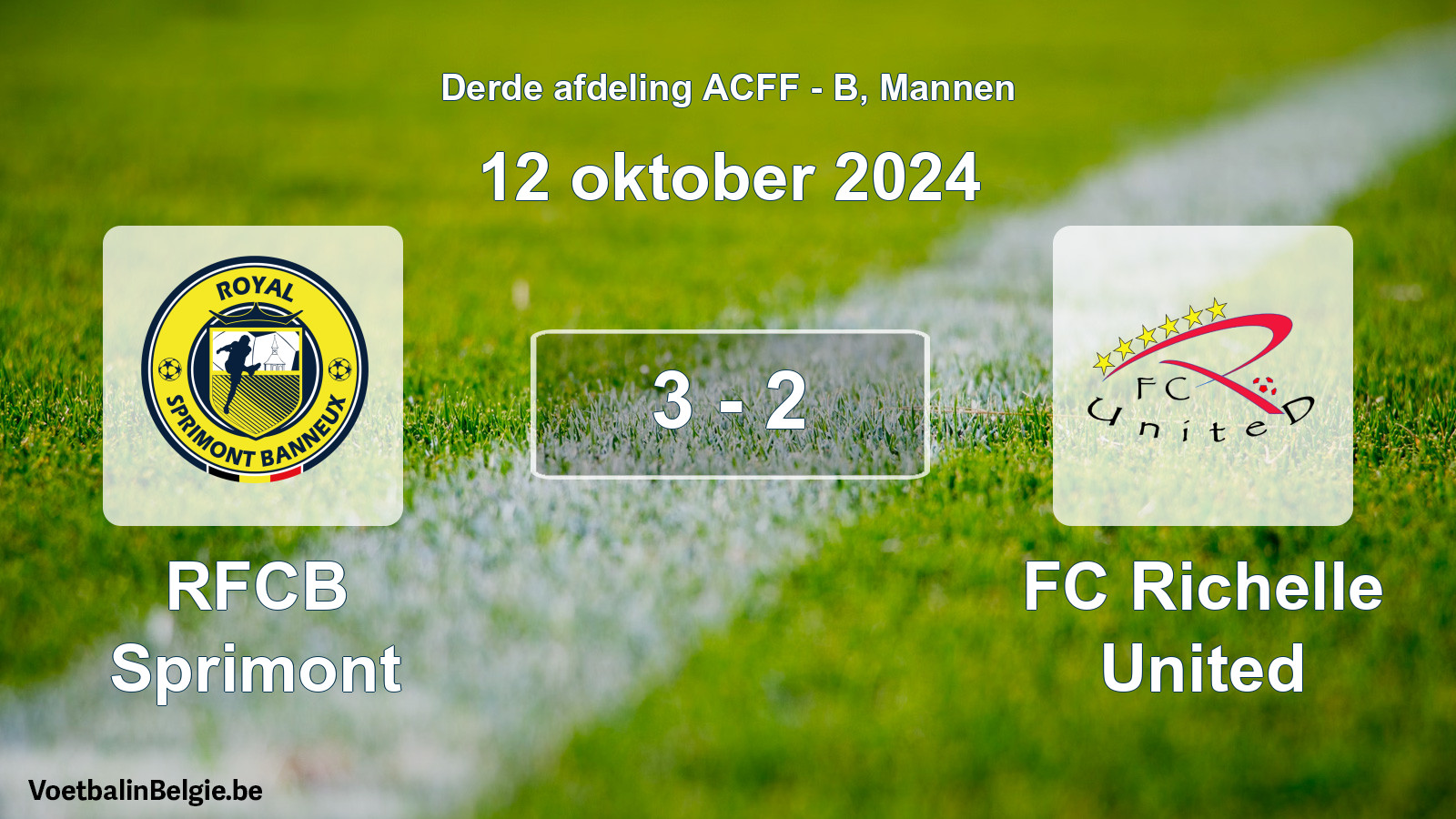Gespeelde wedstrijd mannenvoetbal: RFCB Sprimont - FC Richelle United 3 - 2 (12 oktober 2024)
