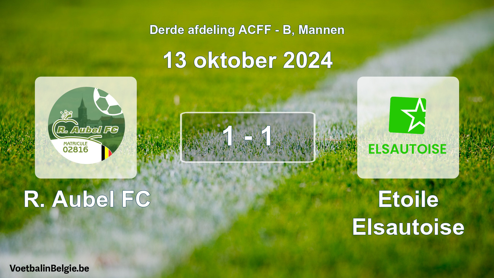 Gespeelde wedstrijd mannenvoetbal: R. Aubel FC - Etoile Elsautoise 1 - 1 (13 oktober 2024)