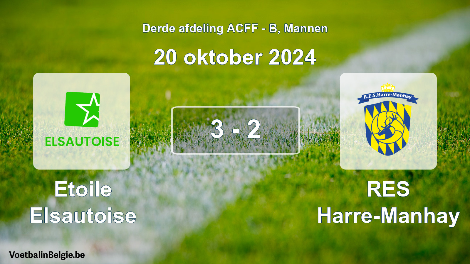 Gespeelde wedstrijd mannenvoetbal: Etoile Elsautoise - RES Harre-Manhay 3 - 2 (20 oktober 2024)