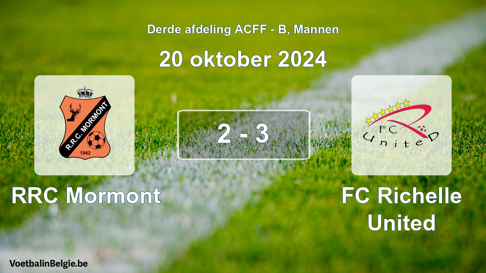 Gespeelde wedstrijd mannenvoetbal: RRC Mormont - FC Richelle United 2 - 3 (20 oktober 2024)