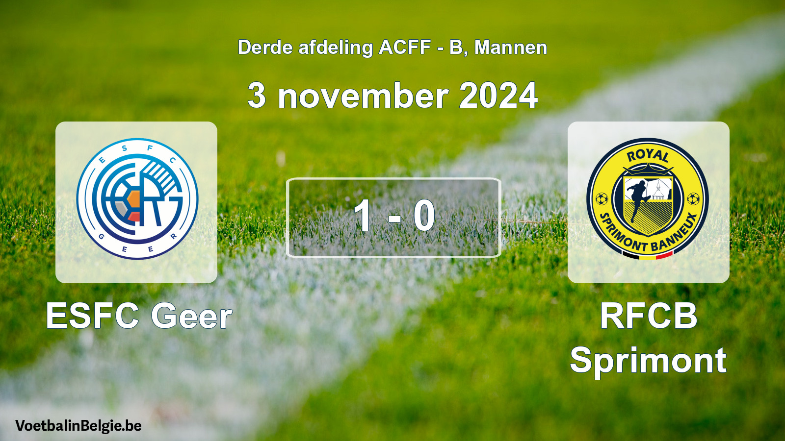 Gespeelde wedstrijd mannenvoetbal: ESFC Geer - RFCB Sprimont 1 - 0 (3 november 2024)