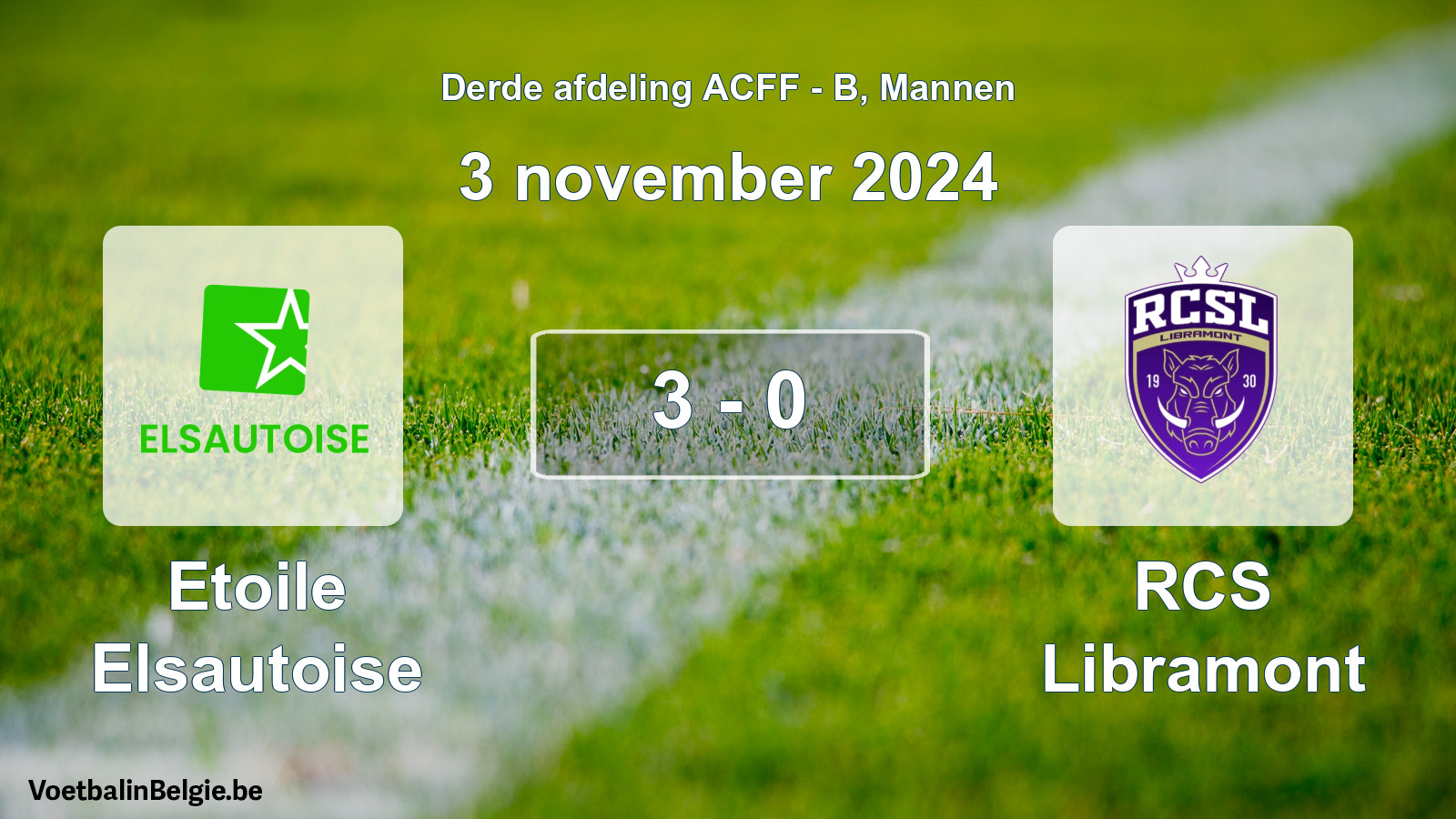 Gespeelde wedstrijd mannenvoetbal: Etoile Elsautoise - RCS Libramont 3 - 0 (3 november 2024)