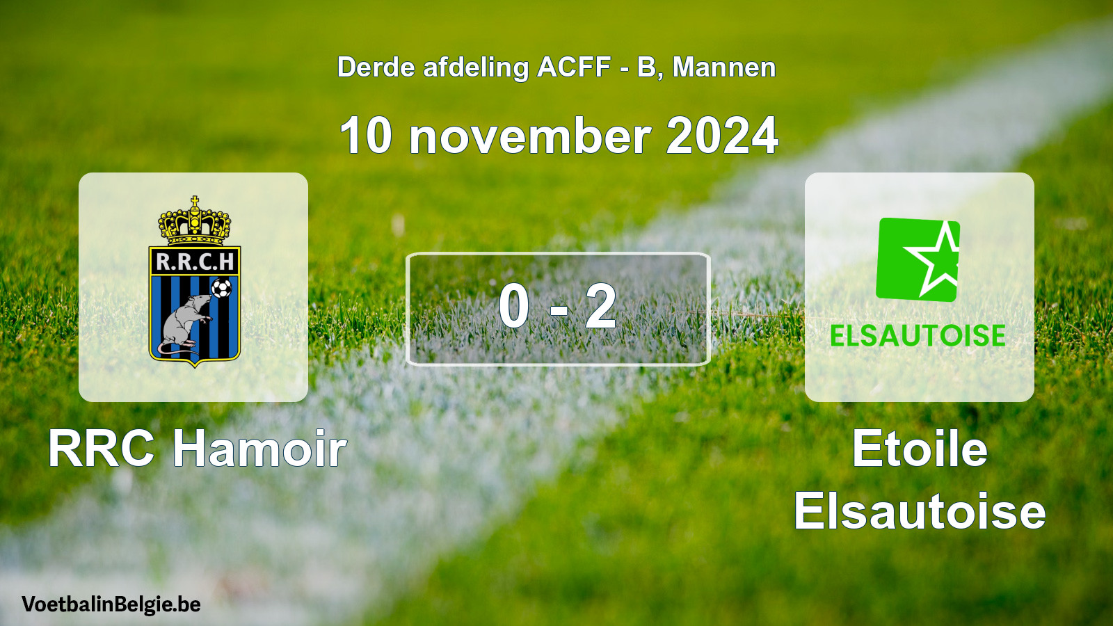 Gespeelde wedstrijd mannenvoetbal: RRC Hamoir - Etoile Elsautoise 0 - 2 (10 november 2024)