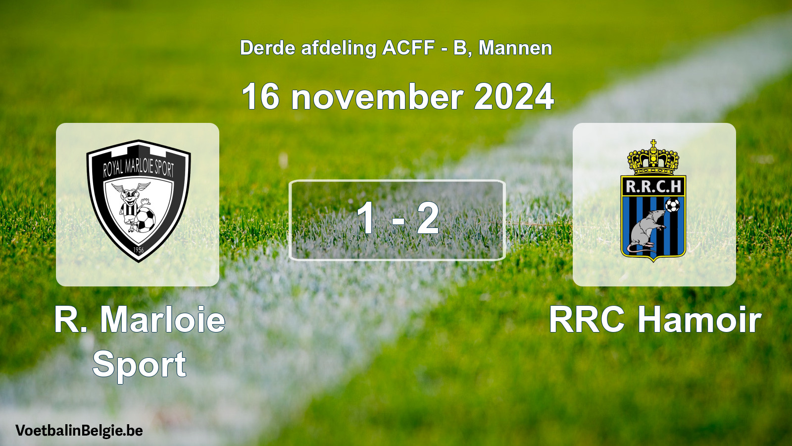 Gespeelde wedstrijd mannenvoetbal: R. Marloie Sport - RRC Hamoir 1 - 2 (16 november 2024)