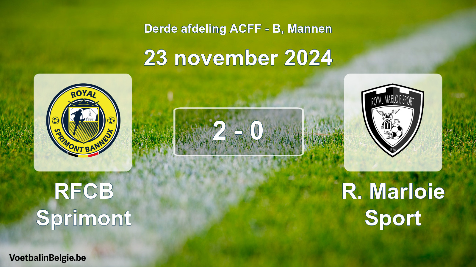 Gespeelde wedstrijd mannenvoetbal: RFCB Sprimont - R. Marloie Sport 2 - 0 (23 november 2024)
