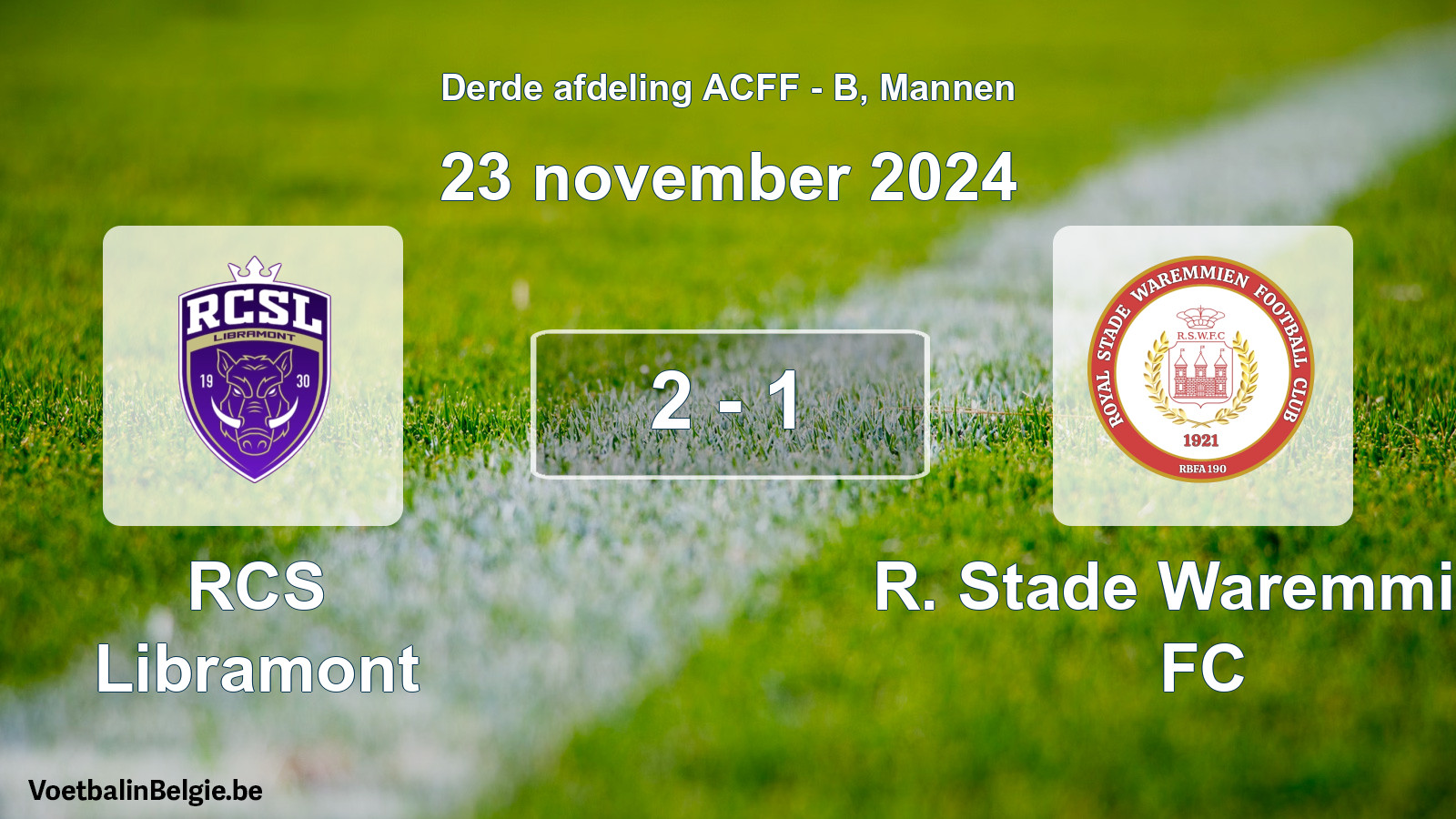 Gespeelde wedstrijd mannenvoetbal: RCS Libramont - R. Stade Waremmien FC 2 - 1 (23 november 2024)