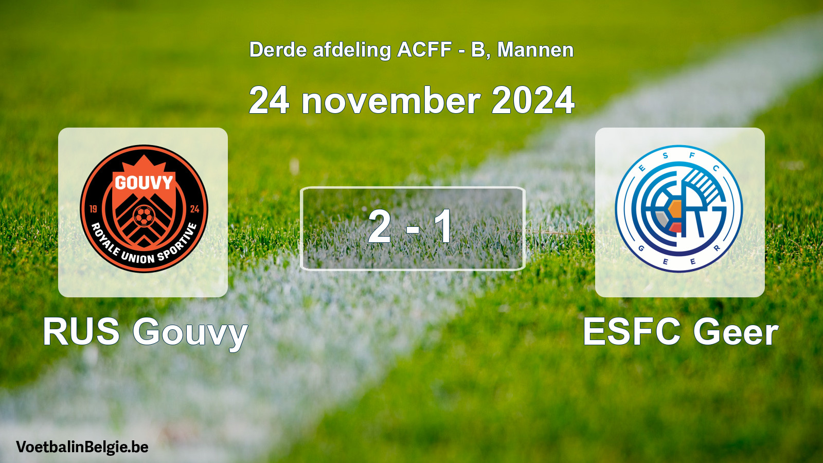Gespeelde wedstrijd mannenvoetbal: RUS Gouvy - ESFC Geer 2 - 1 (24 november 2024)