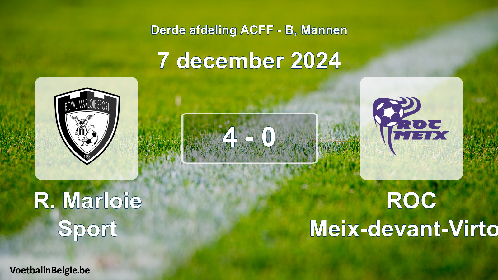 Gespeelde wedstrijd mannenvoetbal: R. Marloie Sport - ROC Meix-devant-Virton 4 - 0 (7 december 2024)