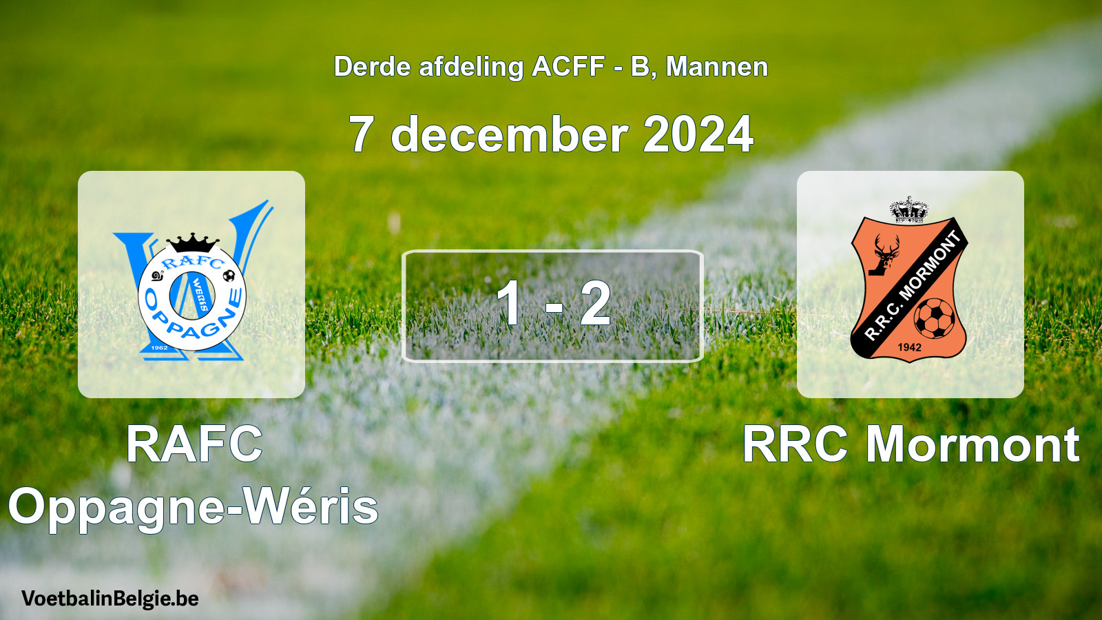 Gespeelde wedstrijd mannenvoetbal: RAFC Oppagne-Wéris - RRC Mormont 1 - 2 (7 december 2024)