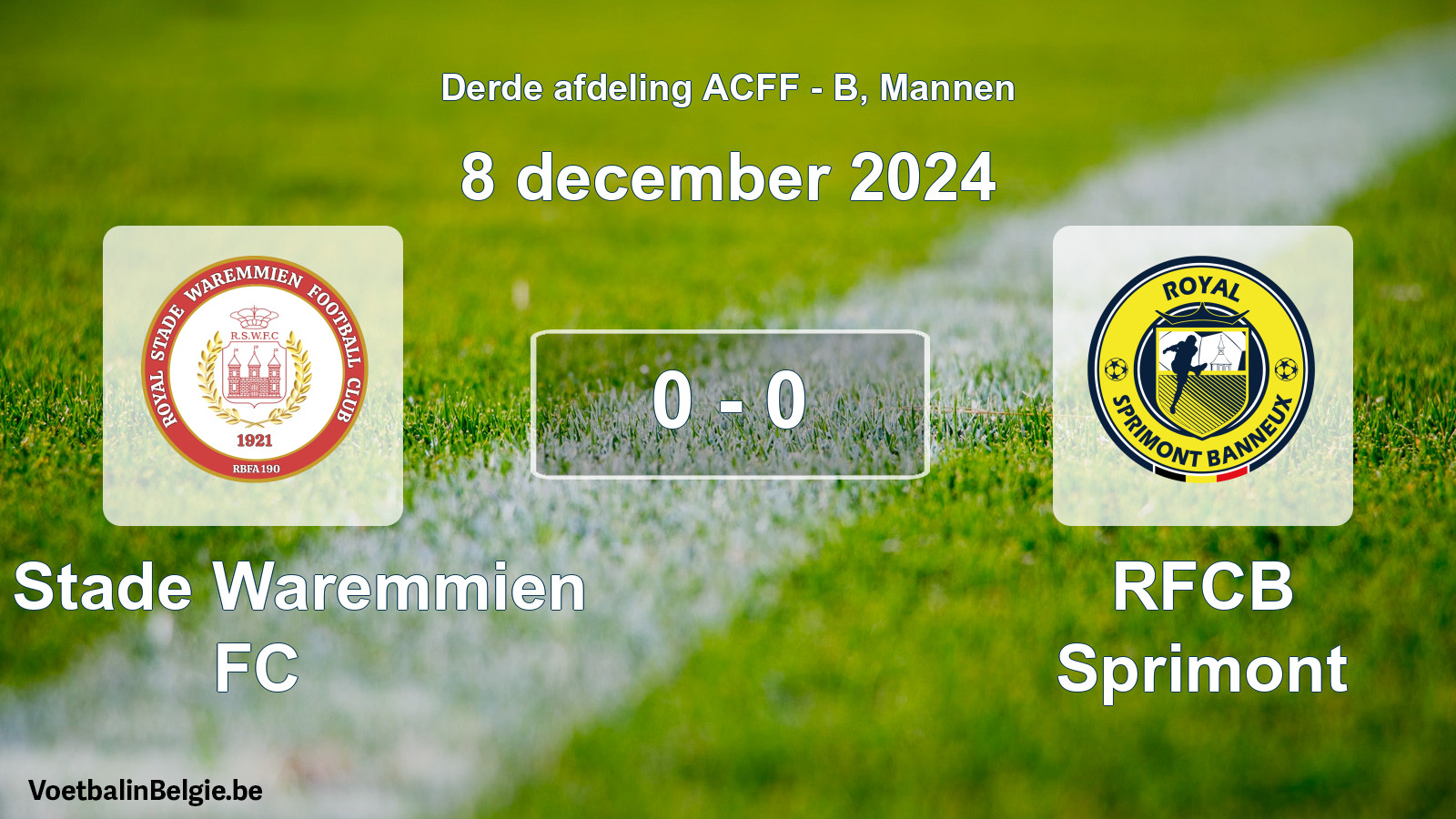 Gespeelde wedstrijd mannenvoetbal: R. Stade Waremmien FC - RFCB Sprimont 0 - 0 (8 december 2024)