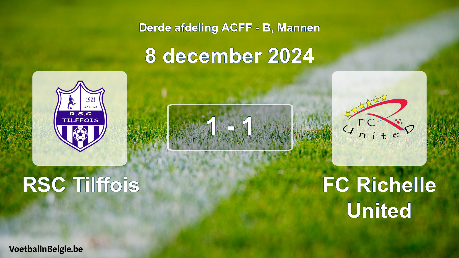 Gespeelde wedstrijd mannenvoetbal: RSC Tilffois - FC Richelle United 1 - 1 (8 december 2024)