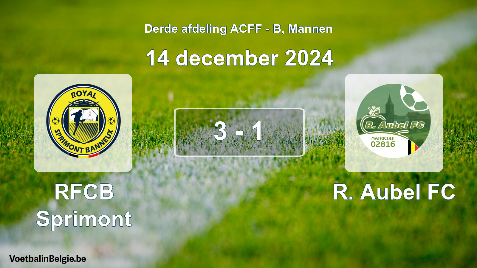 Gespeelde wedstrijd mannenvoetbal: RFCB Sprimont - R. Aubel FC 3 - 1 (14 december 2024)