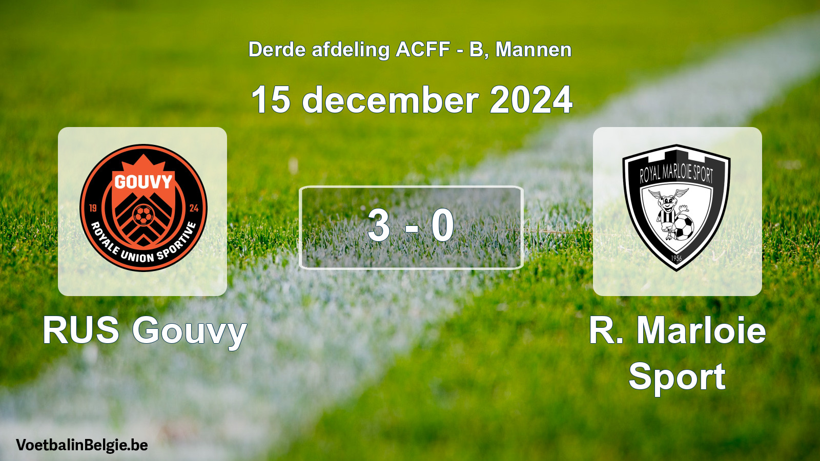 Gespeelde wedstrijd mannenvoetbal: RUS Gouvy - R. Marloie Sport 3 - 0 (15 december 2024)