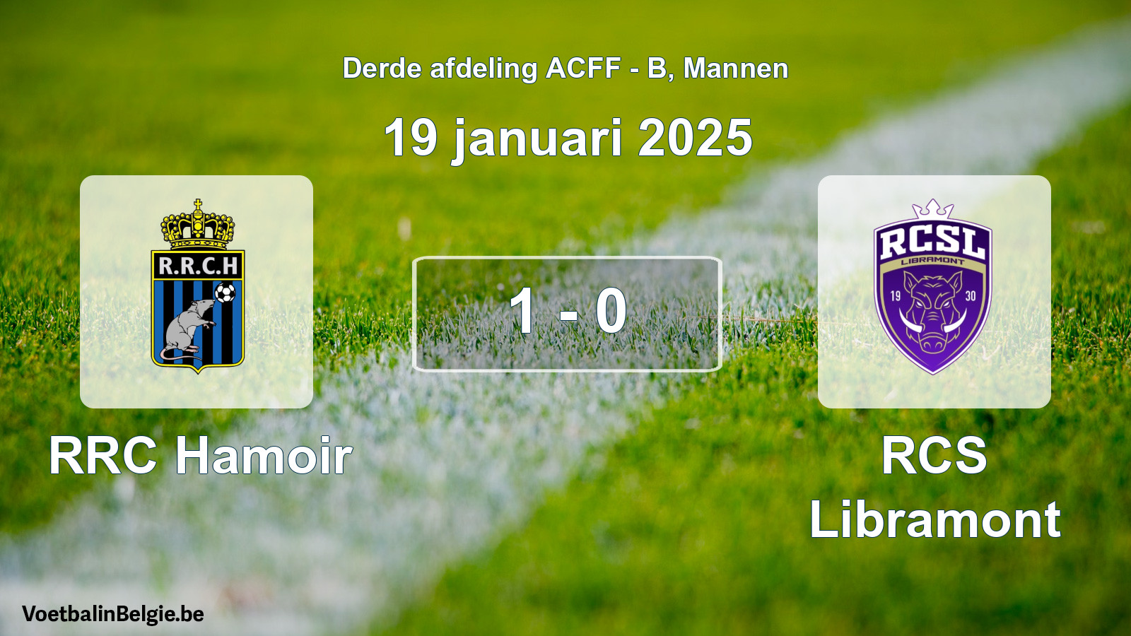 Gespeelde wedstrijd mannenvoetbal: RRC Hamoir - RCS Libramont 1 - 0 (19 januari 2025)
