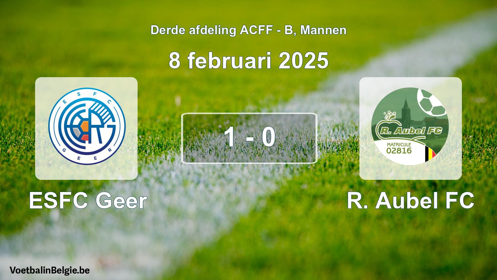 Gespeelde wedstrijd mannenvoetbal: ESFC Geer - R. Aubel FC 1 - 0 (8 februari 2025)