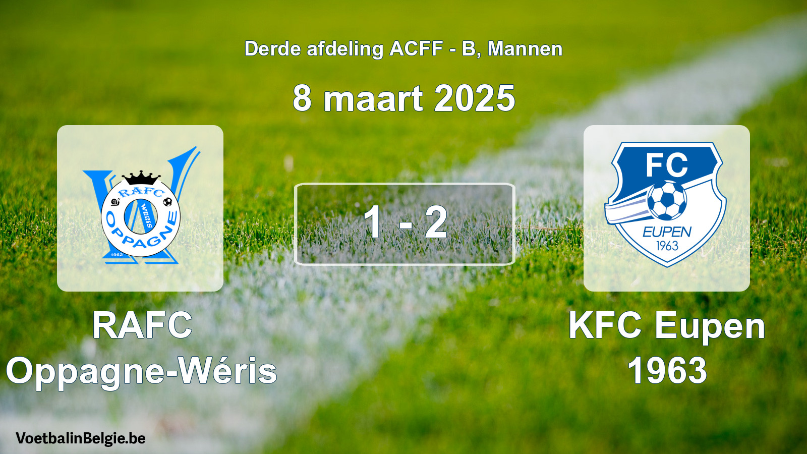 Gespeelde wedstrijd mannenvoetbal: RAFC Oppagne-Wéris - KFC Eupen 1963 1 - 2 (8 maart 2025)