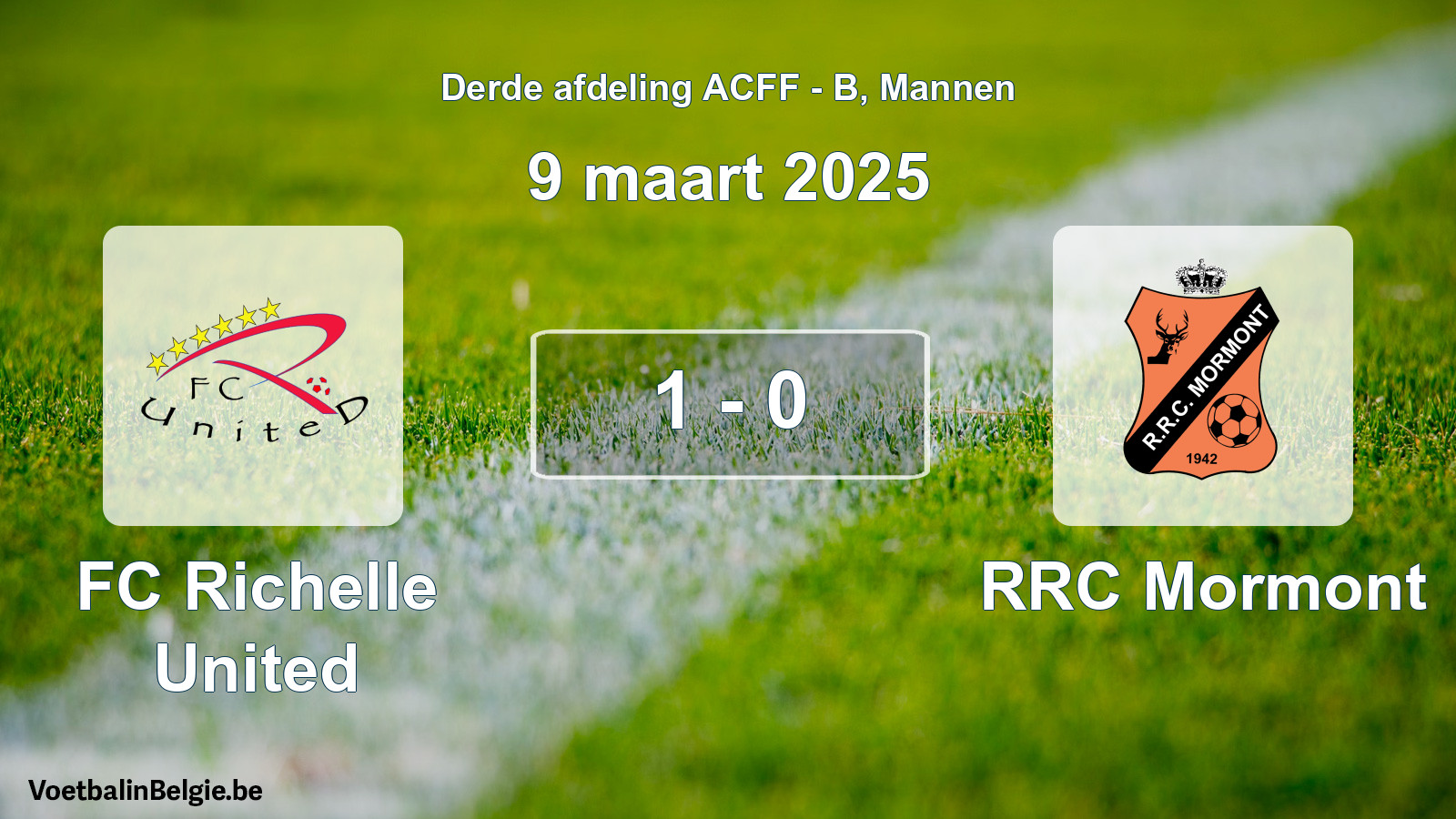 Gespeelde wedstrijd mannenvoetbal: FC Richelle United - RRC Mormont 1 - 0 (9 maart 2025)