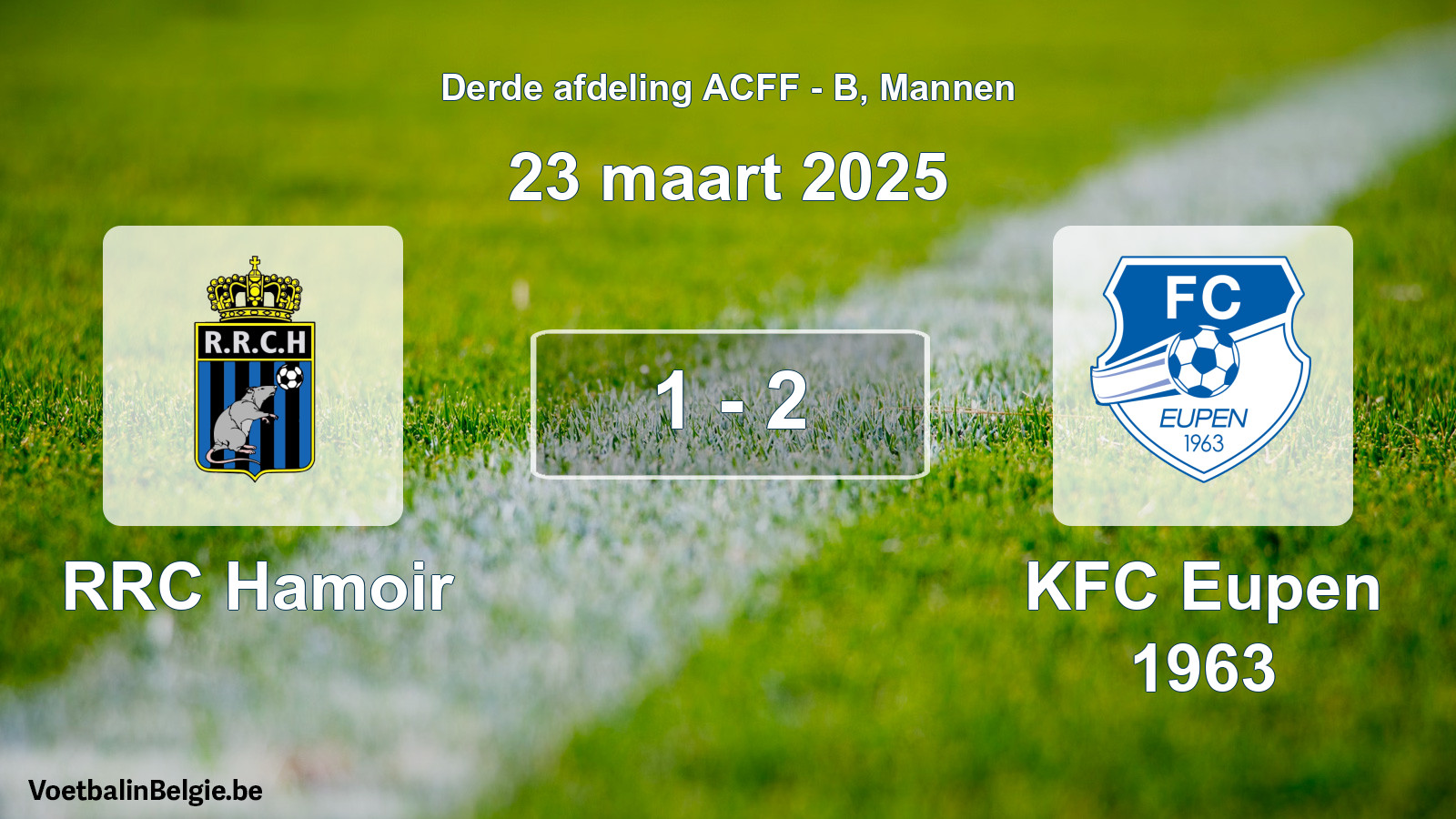Gespeelde wedstrijd mannenvoetbal: RRC Hamoir - KFC Eupen 1963 1 - 2 (23 maart 2025)