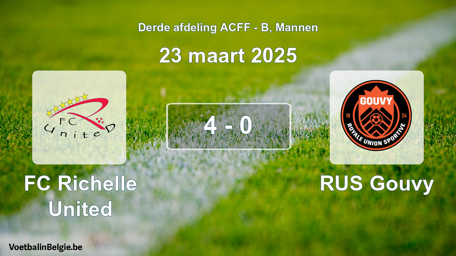 Gespeelde wedstrijd mannenvoetbal: FC Richelle United - RUS Gouvy 4 - 0 (23 maart 2025)