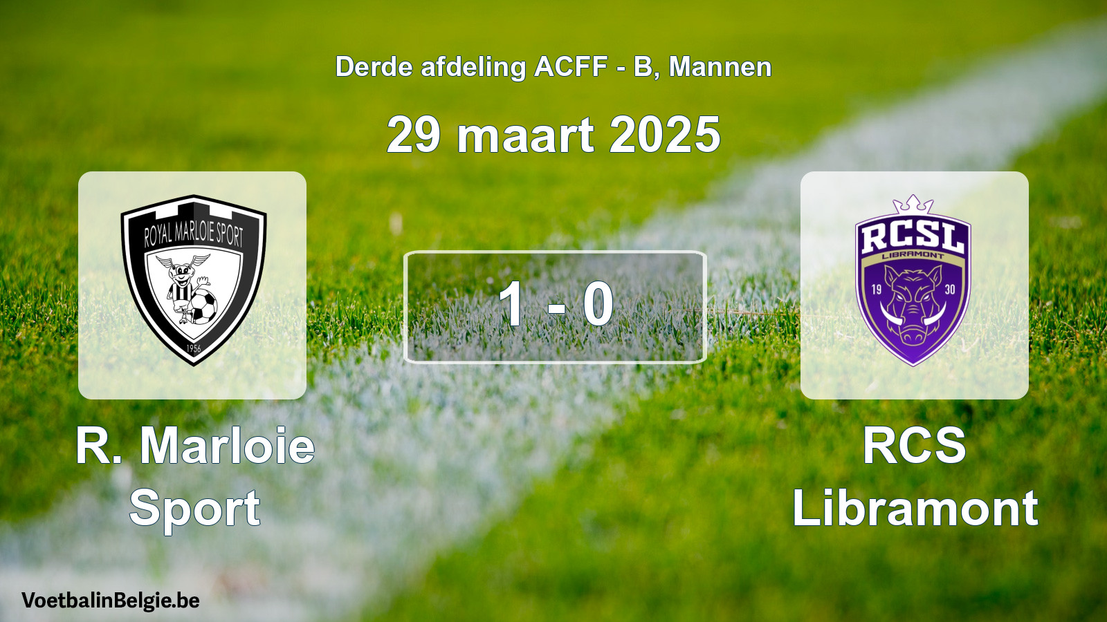 Gespeelde wedstrijd mannenvoetbal: R. Marloie Sport - RCS Libramont 1 - 0 (29 maart 2025)