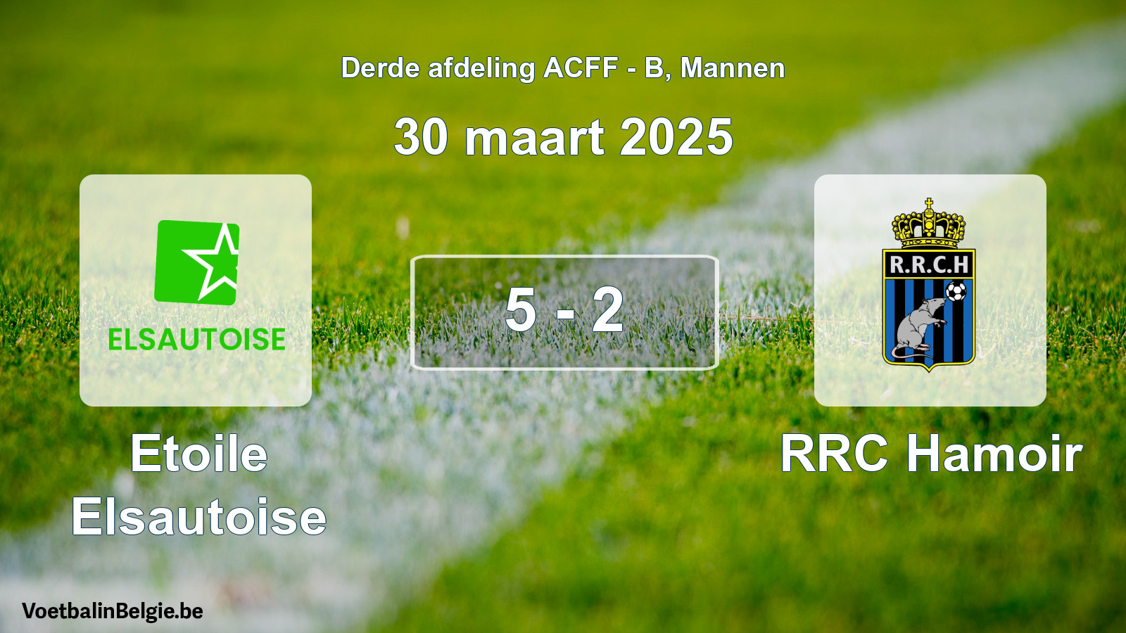 Gespeelde wedstrijd mannenvoetbal: Etoile Elsautoise - RRC Hamoir 5 - 2 (30 maart 2025)