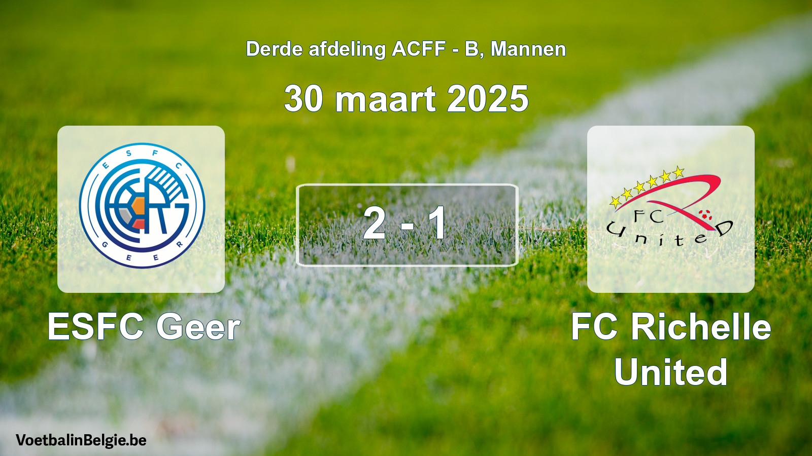 Gespeelde wedstrijd mannenvoetbal: ESFC Geer - FC Richelle United 2 - 1 (30 maart 2025)