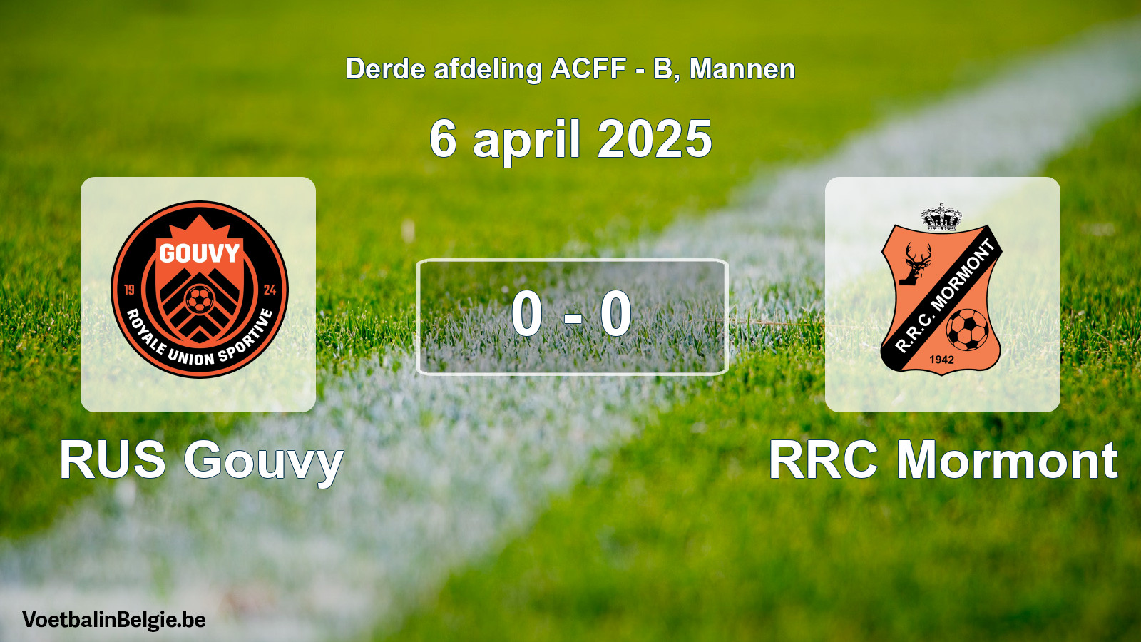 Gespeelde wedstrijd mannenvoetbal: RUS Gouvy - RRC Mormont 0 - 0 (6 april 2025)