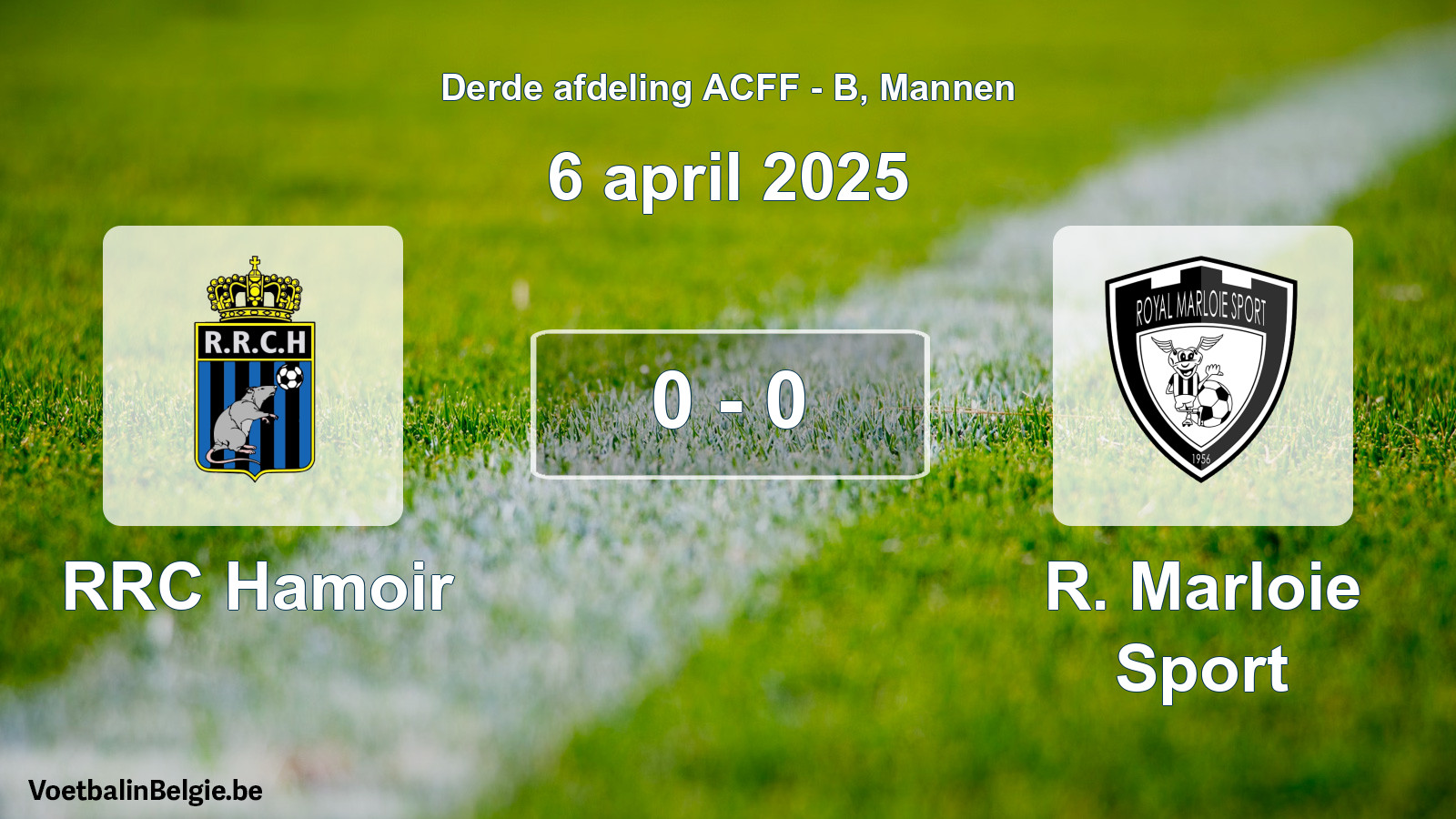 Gespeelde wedstrijd mannenvoetbal: RRC Hamoir - R. Marloie Sport 0 - 0 (6 april 2025)