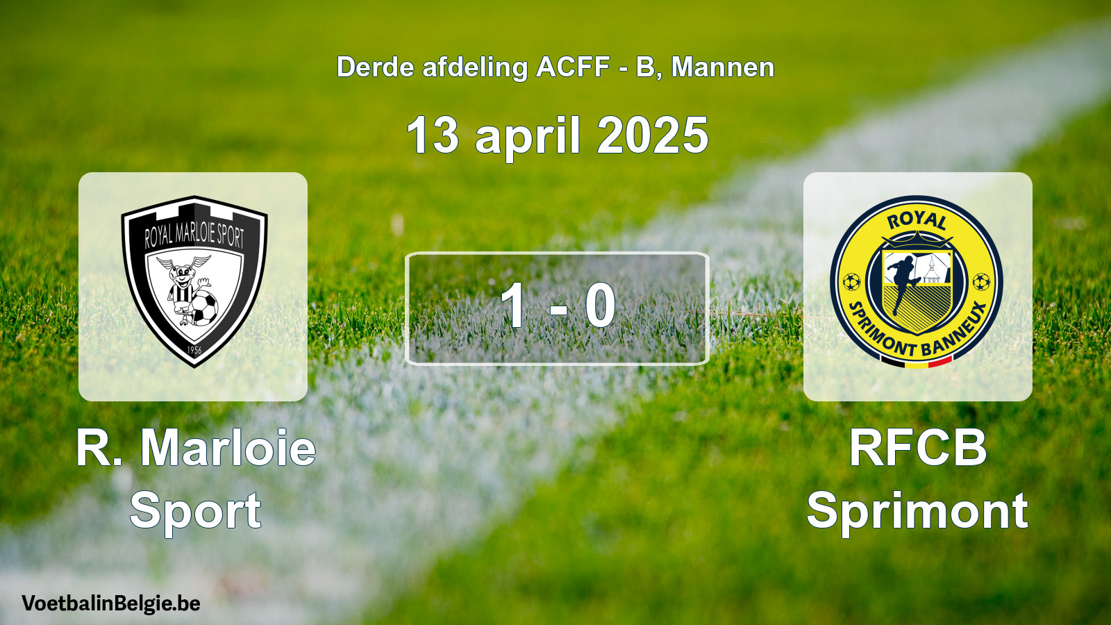 Gespeelde wedstrijd mannenvoetbal: R. Marloie Sport - RFCB Sprimont 1 - 0 (13 april 2025)