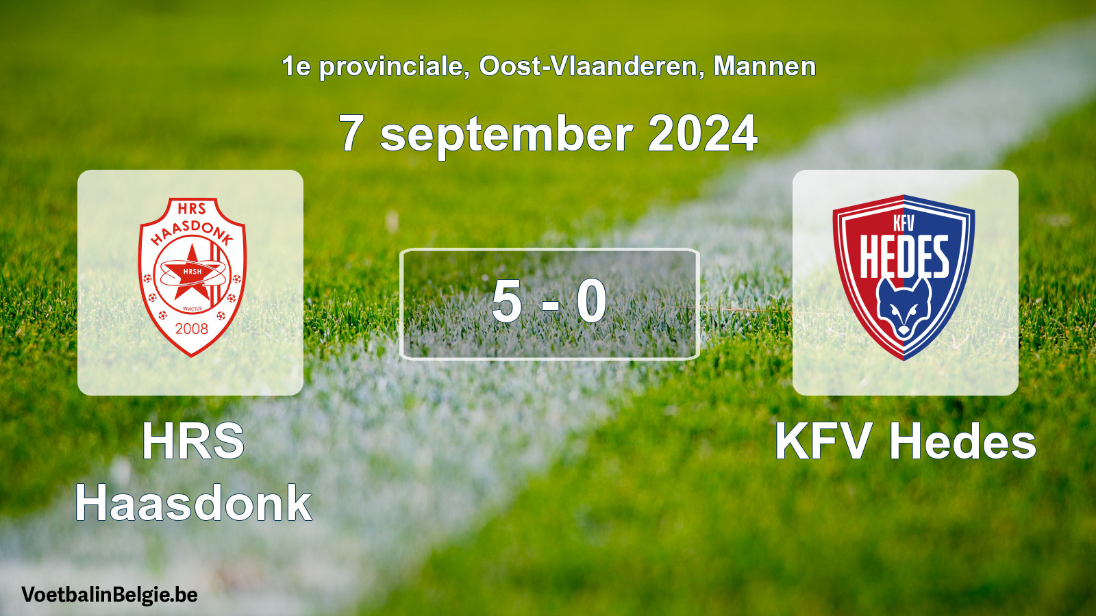 Played match men football: HRS Haasdonk - KFV Hedes 5 - 0 (7 September 2024)