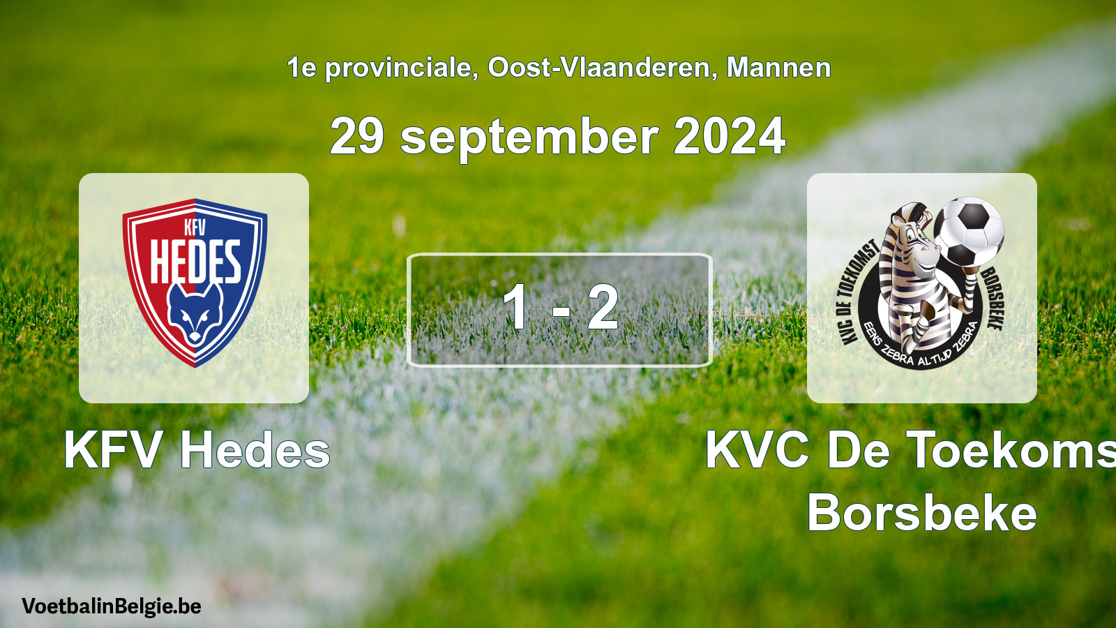 Gespeelde wedstrijd mannenvoetbal: KFV Hedes - KVC De Toekomst Borsbeke 1 - 2 (29 september 2024)