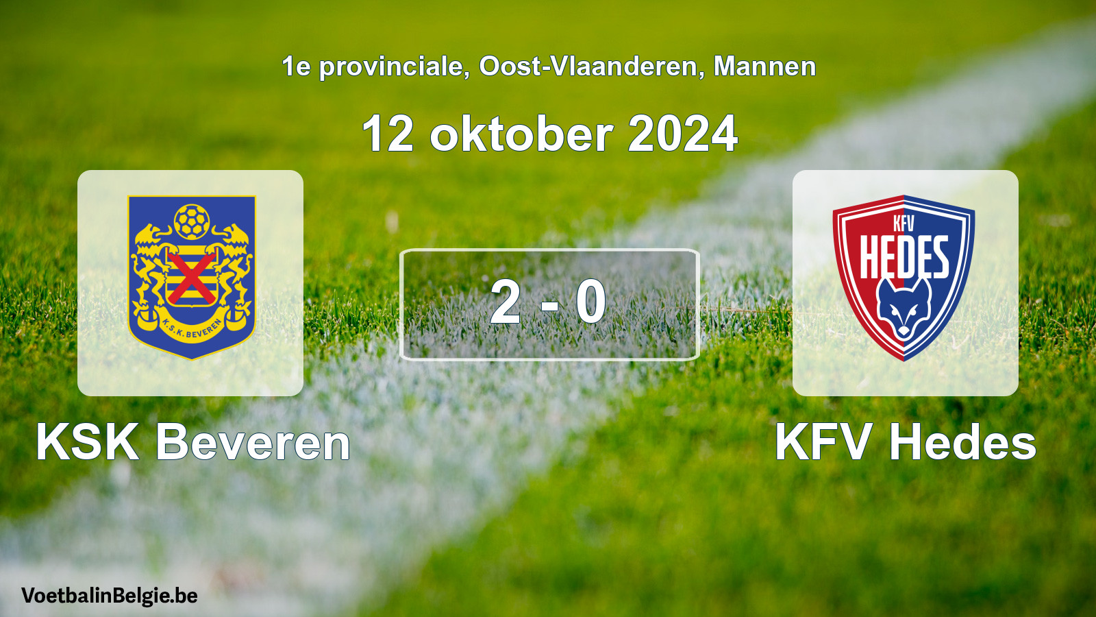 Gespeelde wedstrijd mannenvoetbal: KSK Beveren - KFV Hedes 2 - 0 (12 oktober 2024)