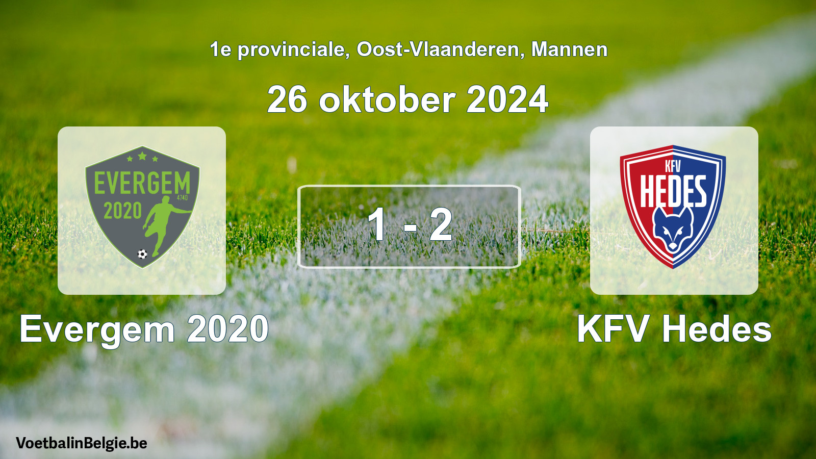 Gespeelde wedstrijd mannenvoetbal: Evergem 2020 - KFV Hedes 1 - 2 (26 oktober 2024)