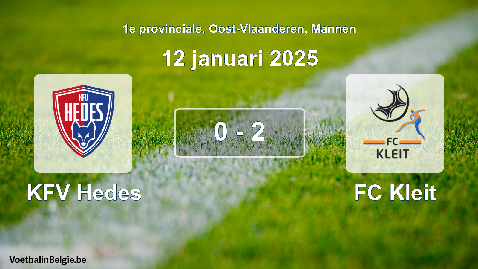 Gespeelde wedstrijd mannenvoetbal: KFV Hedes - FC Kleit 0 - 2 (12 januari 2025)