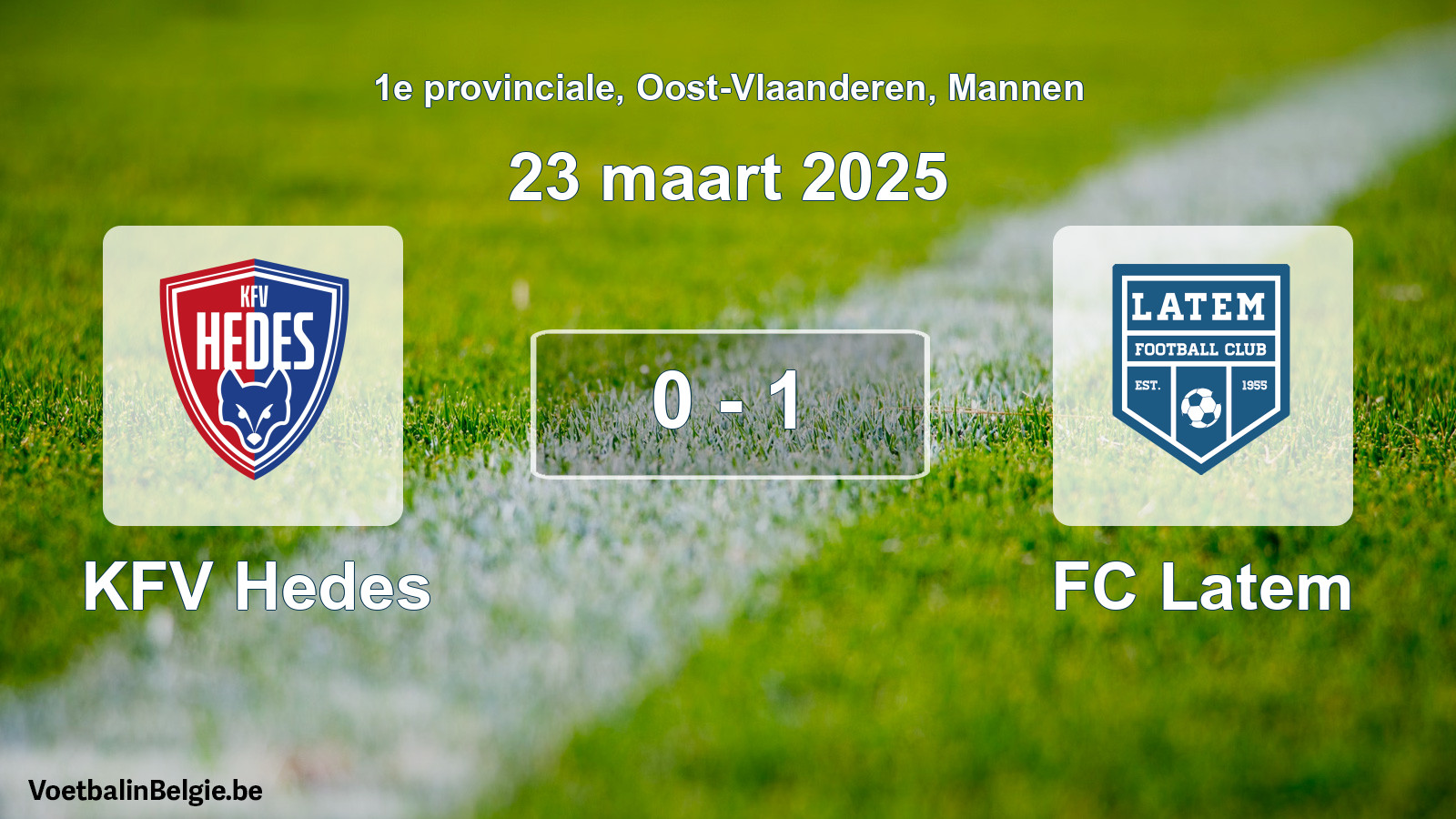 Gespeelde wedstrijd mannenvoetbal: KFV Hedes - FC Latem 0 - 1 (23 maart 2025)