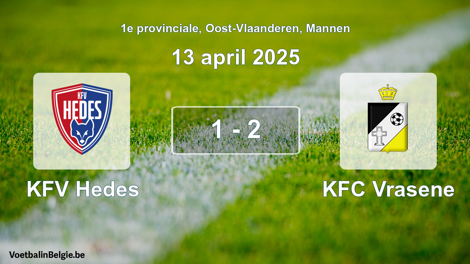 Gespeelde wedstrijd mannenvoetbal: KFV Hedes - KFC Vrasene 1 - 2 (13 april 2025)