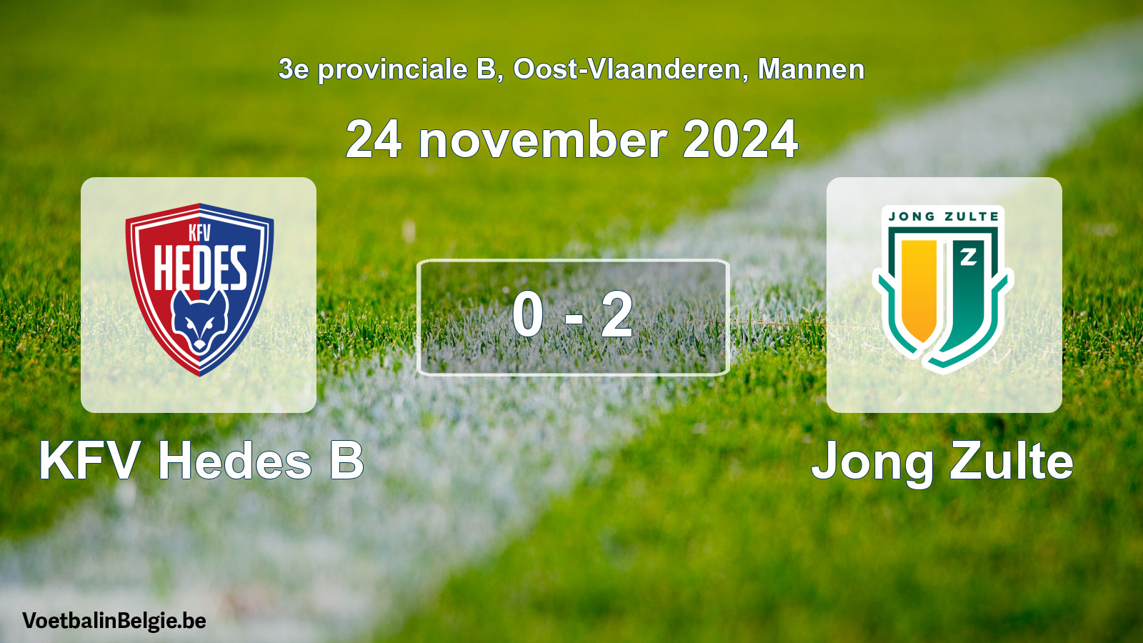 Gespeelde wedstrijd mannenvoetbal: KFV Hedes B - Jong Zulte 0 - 2 (24 november 2024)