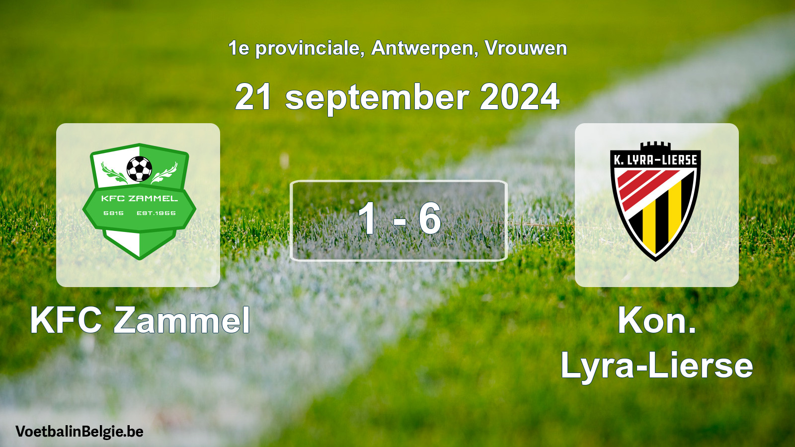 Gespeelde wedstrijd vrouwenvoetbal: KFC Zammel - Kon. Lyra-Lierse 1 - 6 (21 september 2024)