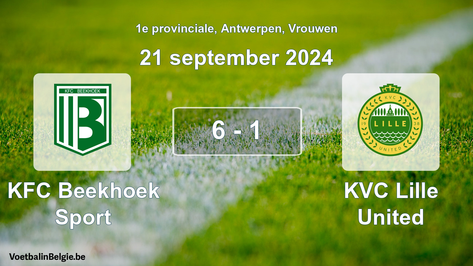 Gespeelde wedstrijd vrouwenvoetbal: KFC Beekhoek Sport - KVC Lille United 6 - 1 (21 september 2024)