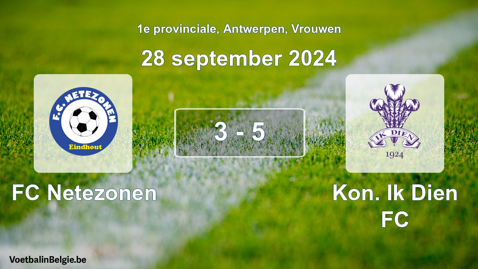 Gespeelde wedstrijd vrouwenvoetbal: FC Netezonen - Kon. Ik Dien FC 3 - 5 (28 september 2024)