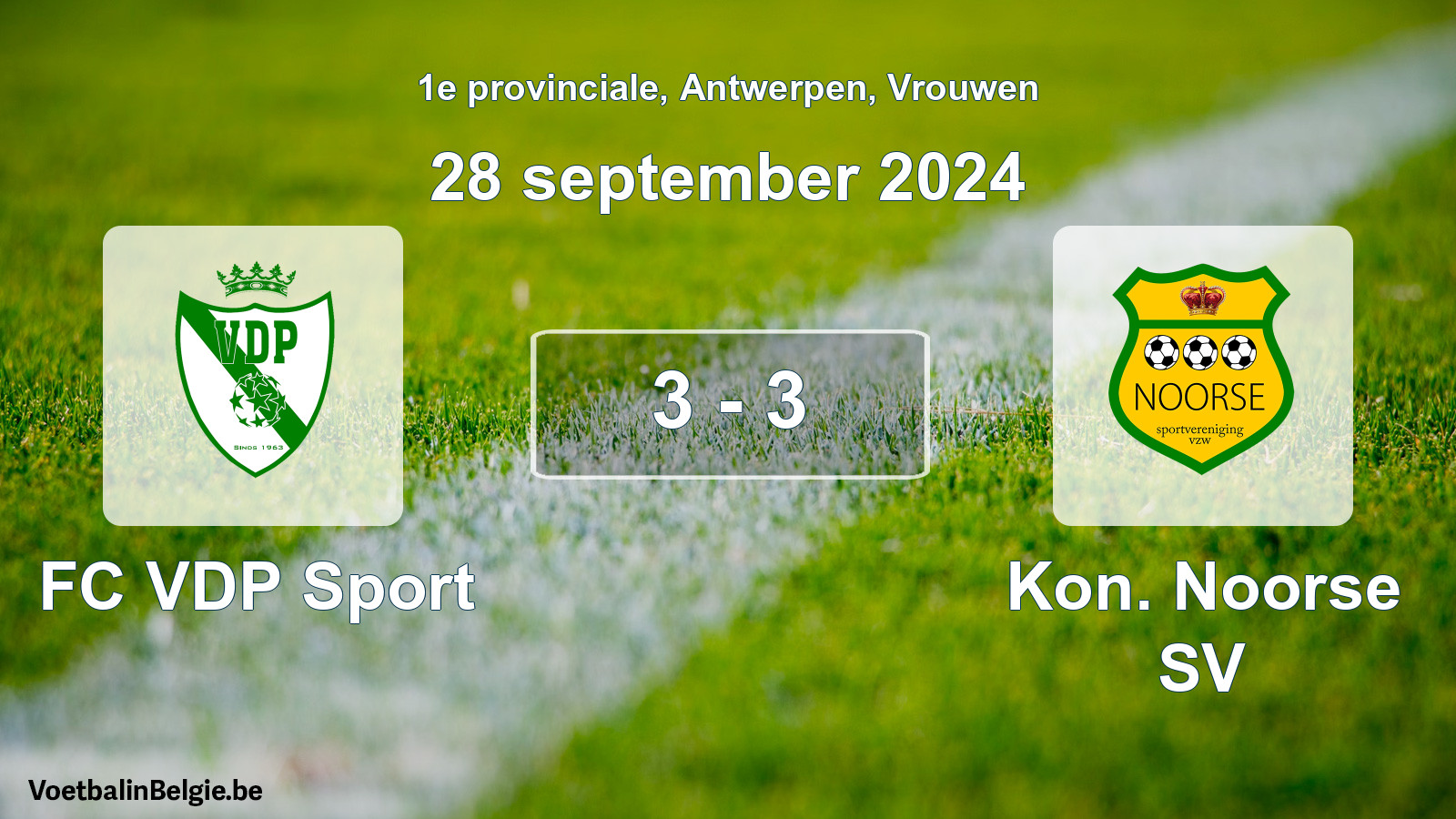 Played match women football: FC VDP Sport - Kon. Noorse SV 3 - 3 (28 September 2024)