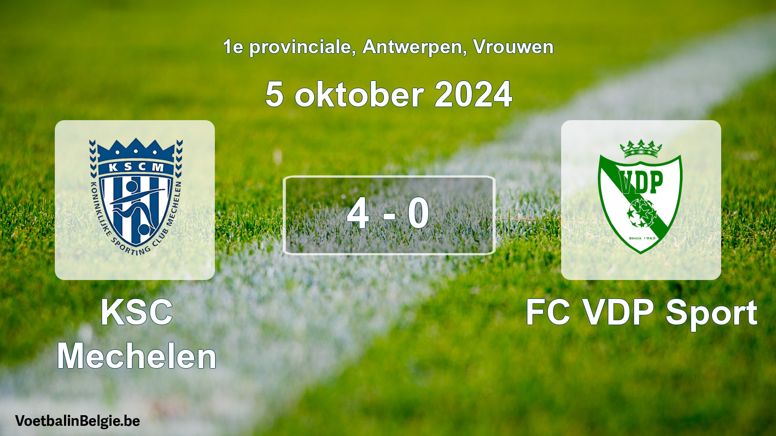 Played match women football: KSC Mechelen - FC VDP Sport 4 - 0 (5 October 2024)